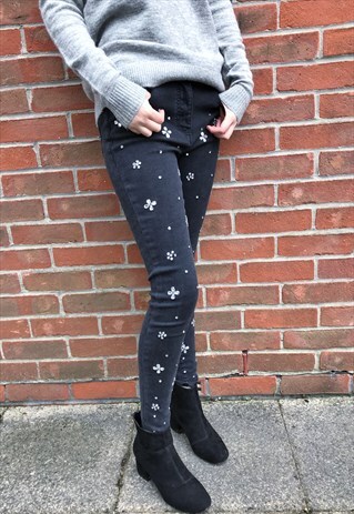 CHARCOAL GEM SKINNY JEANS
