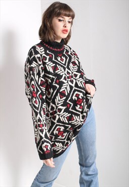 Vintage Jazzy Abstract Crazy Knit Jumper Multi