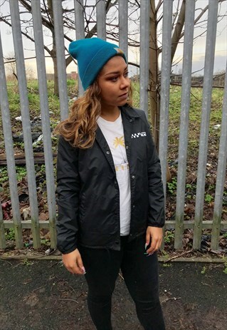 VINTAGE VANS SPELLOUT LOGO SKATER COACH JACKET BLACK