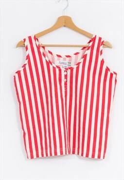 Vintage 90s striped top in red white sleeveless blouse