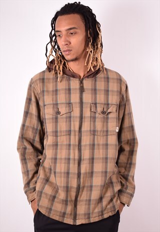 VANS MENS VINTAGE JACKET XL BROWN CHECK 90S
