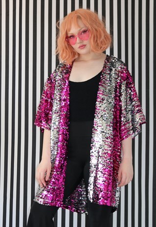 SEQUIN FESTIVAL KIMONO IN PINK