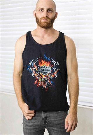 VINTAGE HARLEY-DAVIDSON SLEEVELESS T-SHIRT LOGO 90S L 6.2