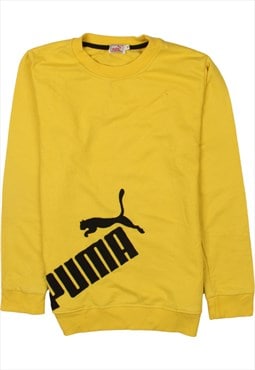Vintage 90's Puma Sweatshirt Crewneck Yellow Medium