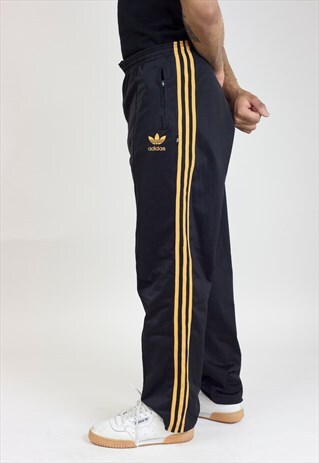 VINTAGE 90S ADIDAS BLACK/ORANGE TRACKSUIT BOTTOMS