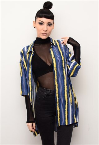 VINTAGE 90'S STRIPED INDIE PATTERNED OVERSIZED SHIRT