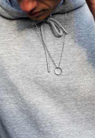 30" RING PENDANT NECKLACE CHAIN - SILVER