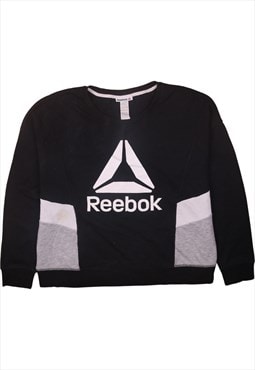 Vintage 90's Reebok Sweatshirt Spellout Crew Neck Black