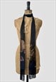 70'S VINTAGE VELVET BLACK FLORAL SKINNY TASSEL SCARF