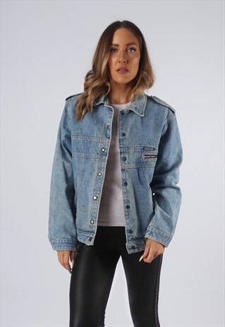 VINTAGE DENIM JACKET OVERSIZED FITTED UK 12 MEDIUM (GOAX)