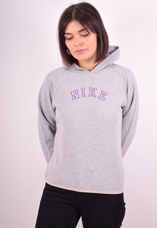 NIKE WOMENS VINTAGE HOODIE JUMPER LARGE GREY 90S