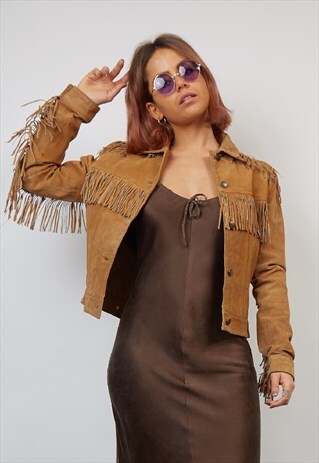 VINTAGE 90'S TAN SUEDE TASSEL JACKET