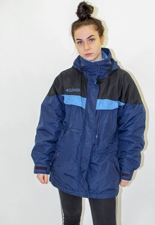 VINTAGE COLUMBIA COAT IN BLUE XL WITH INNER FLEECE