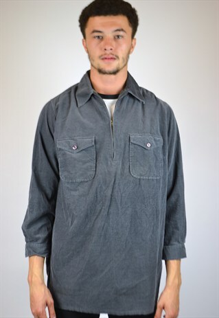 VINTAGE 90'S 1/4 ZIP LONGLINE CORDUROY SHIRT