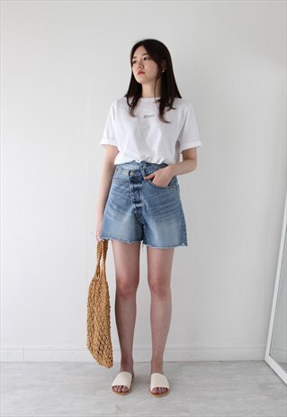 UNBALANCED DENIM SHORTS