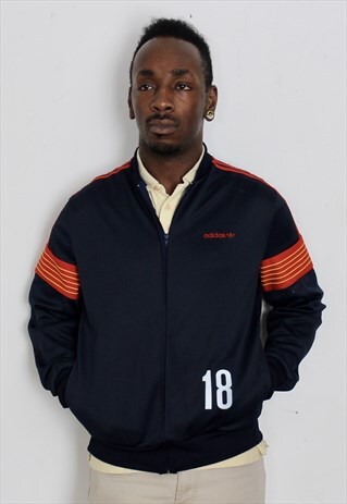 VINTAGE NAVY ADIDAS TRACK JACKET SMALL