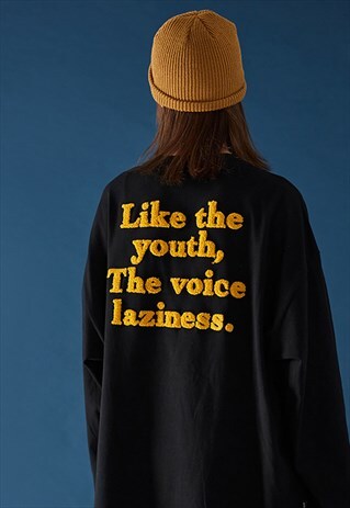 BLACK THE VOICE LAZINESS LONG SLEEVE T SHIRT UNISEX