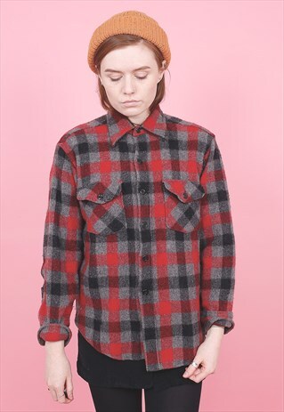VINTAGE WOOLRICH CHECK LUMBERJACK SHIRT /R12396