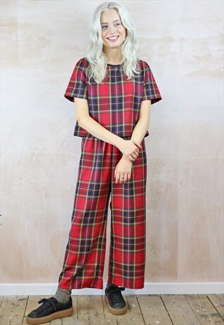 RED TARTAN CROP PANTS & TOP CO-ORDINATES