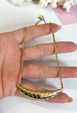 1980's Simple Gold Bar Necklace on Snake Chain