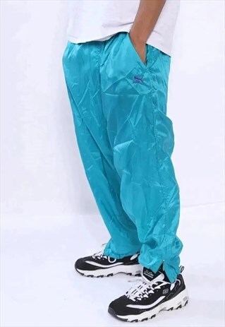 VINTAGE PUMA LOGO TRACK BOTTOMS BLUE