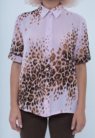 VINTAGE PINK LEOPARD PRINTED SHIRT