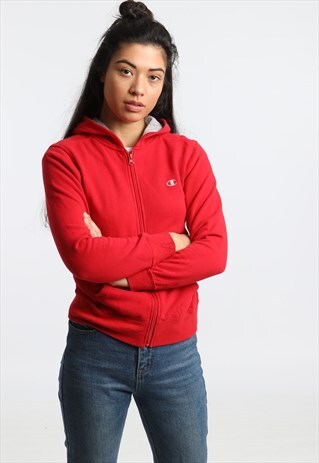 90S CHAMPION EMBROIDERED LOGO ZIPPED HOODIE