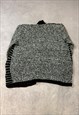 VINTAGE ABSTRACT KNITTED CARDIGAN PATTERNED CHUNKY SWEATER