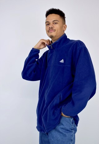 VINTAGE 90'S NAVY ADIDAS FLEECE WITH HIGH NECK