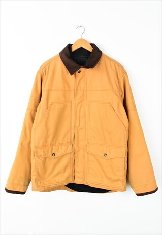 VINTAGE TIMBERLAND LINED CHORE JACKET: CAMEL BROWN / YELLOW