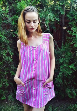 80S STRIPPED FESTIVAL MINI DRESS