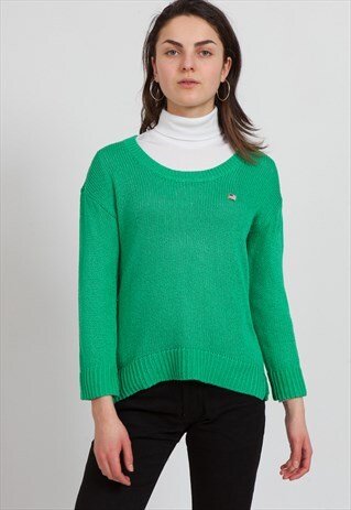 VINTAGE GREEN RALPH LAUREN ROUND NECK KNIT JUMPER SWEATER