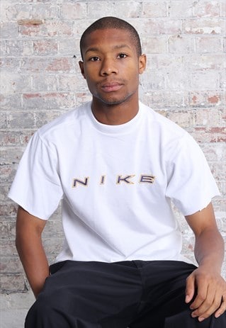 VINTAGE NIKE BIG LOGO SPELLOUT T-SHIRT WHITE