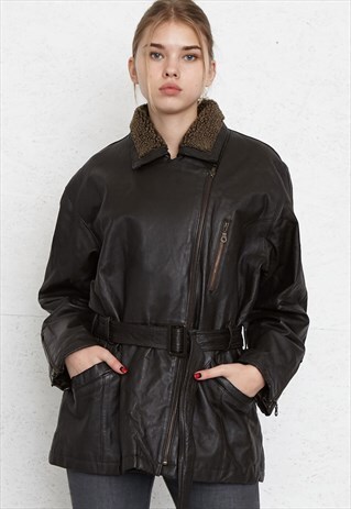 VINTAGE DARK BROWN LEATHER JACKET