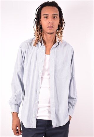 TOMMY HILFIGER MENS VINTAGE SHIRT MEDIUM BLUE 90S