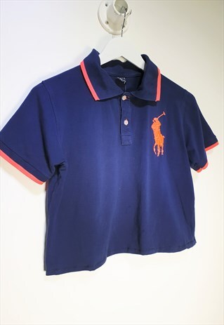 VINTAGE 90S REWORKED RALPH LAUREN CROPPED POLO T-SHIRT