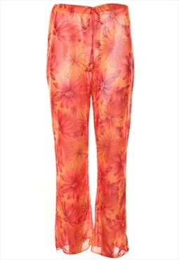 Vintage Floral Print Sheer Trousers - W30 L30