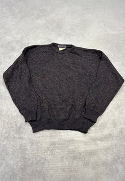 Vintage Knitted Jumper Speckled Patterned Grandad Sweater