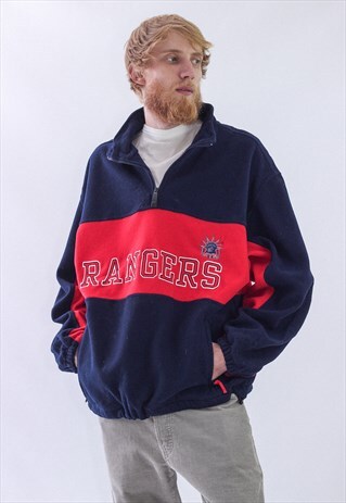 VINTAGE MENS MLB RANGERS TEXAS HALF ZIP PULLOVER JACKET
