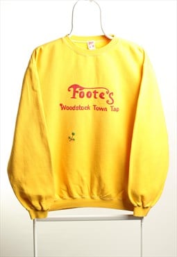 Footes Vintage Crewneck Embroidery Sweatshirt Yellow Size M