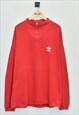 Vintage Adidas Quarter Zip Sweatshirt Red XXXLarge