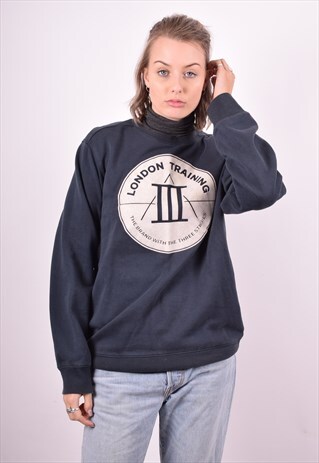 ADIDAS WOMENS VINTAGE SWEATSHIRT JUMPER LARGE BLUE 90'S
