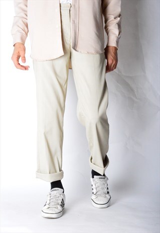 VINTAGE 90S UNISEX BEIGE CHECK PANTS