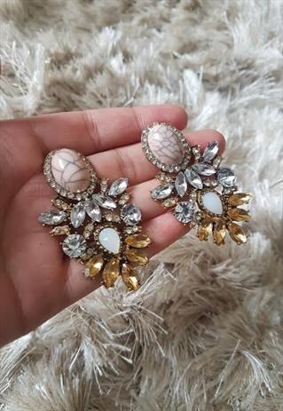 OVERSIZED MARBLE ANTIQUE EARRINGS