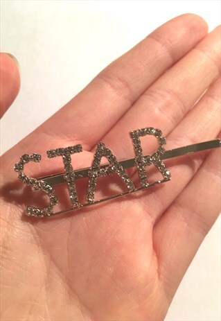WOMENS SILVER TONE DIAMONTE LOOK STAR HAIR CLIP GRIP SLIDE