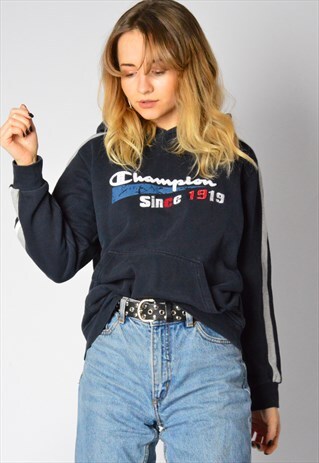 Y2K NAVY BLUE CHAMPION HOODIE PETITE