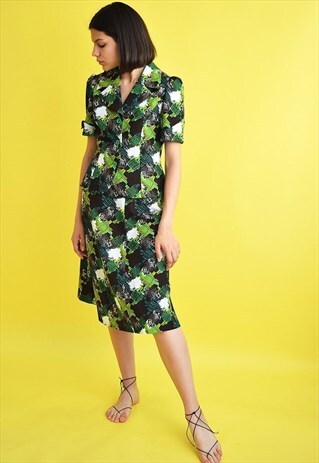 VINTAGE 70'S ABSTRACT GREEN PRINT CO-ORD TWO PIECE