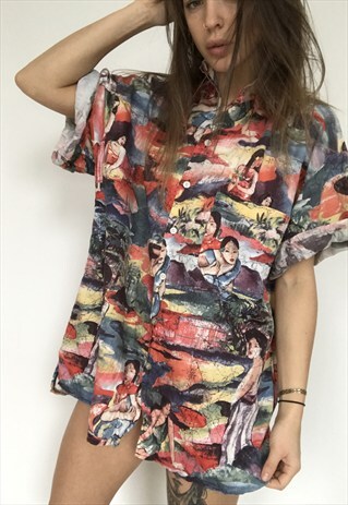 PATTERNED OVERSIZED RETRO VINTAGE UNISEX FESTIVAL SHIRT