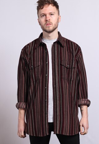 VINTAGE CORDUROY CORD STRIPED SHIRT