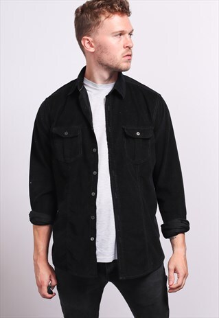VINTAGE CORDUROY CORD SHIRT BLACK